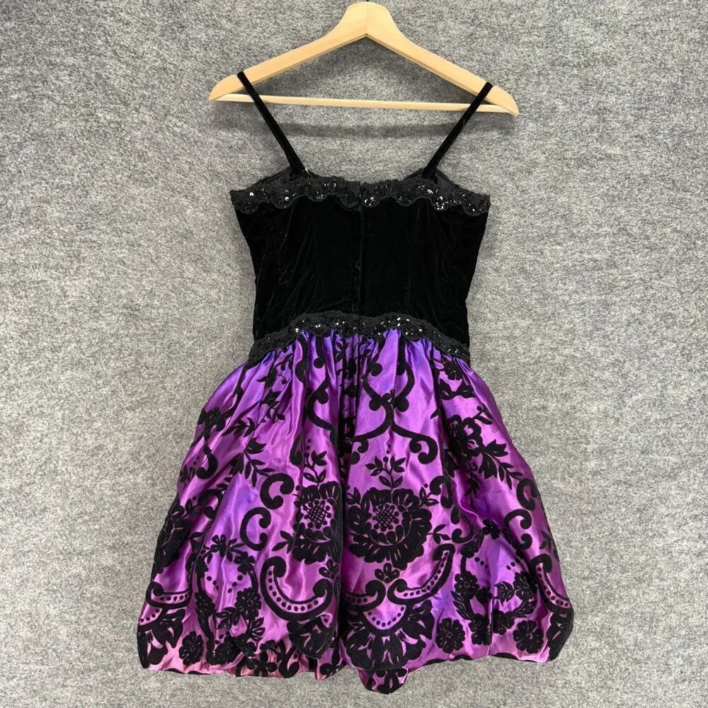 Jessica Clintock Dress Girls 5/6 Black Floral Sheath Short Zipper Sleeveless